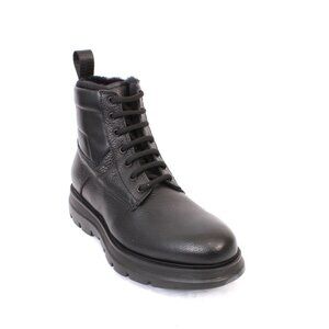 Giovanni Conti 7271 Black Leather Sheepskin Fur Lace Zip Ankle Boots